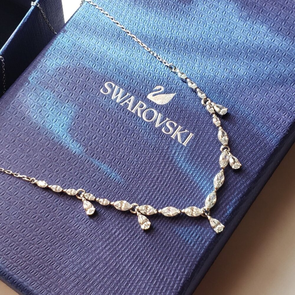 Perfect Wedding Jewelry | Swarovski Louison Rhodium Crystal Necklace NIB 5419242
